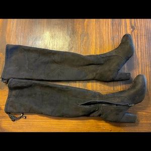 Black suede thigh high boots Size 8.5
